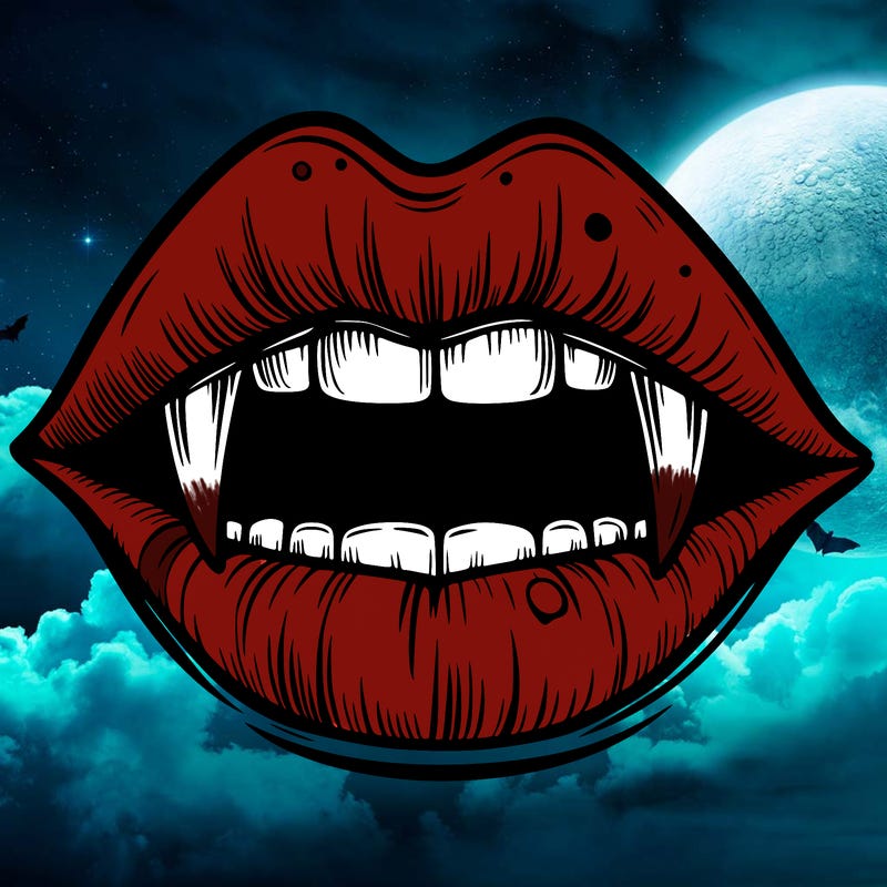 lips with vampire teeth