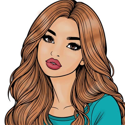 realistic girl with hair on her hair and lips