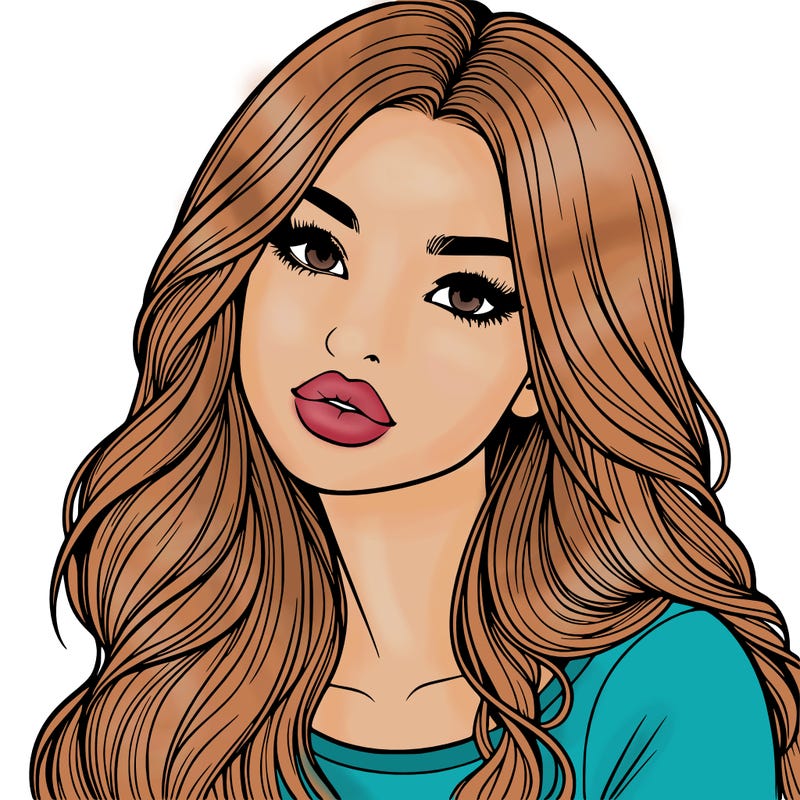 realistic girl with hair on her hair and lips