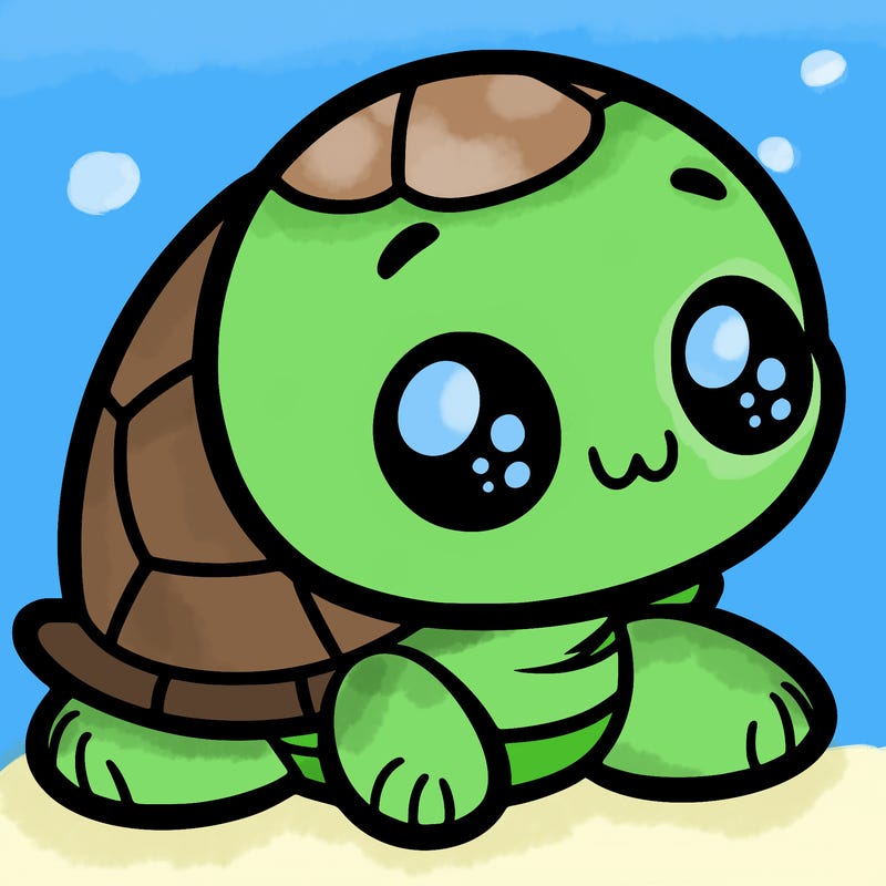cute little animated turtle