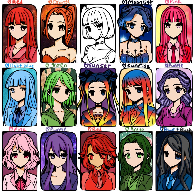 girls that look diffrent anime