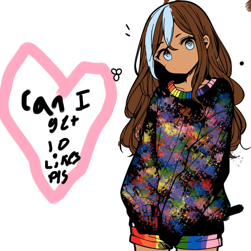 manga teen girl  in a sweater and baggy pants