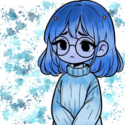 sad girl with glasses in a sweater