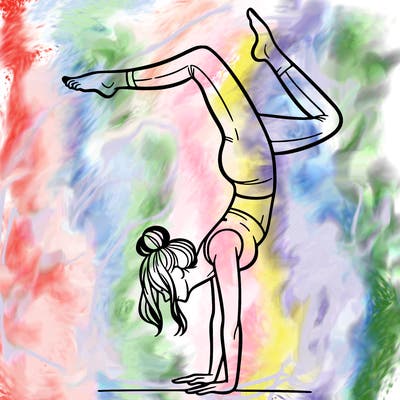 a woman doing a handstand