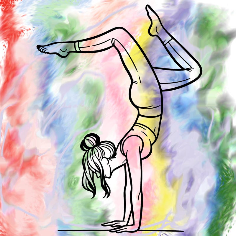 a woman doing a handstand