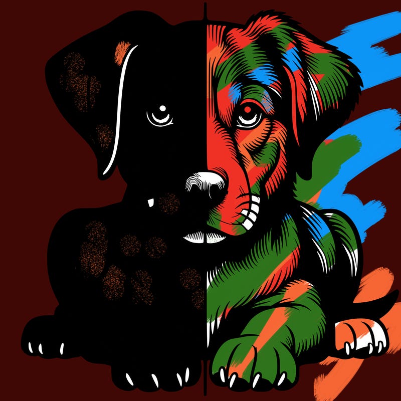 realistic dog split picture