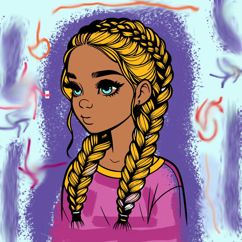 realistic girl with braids