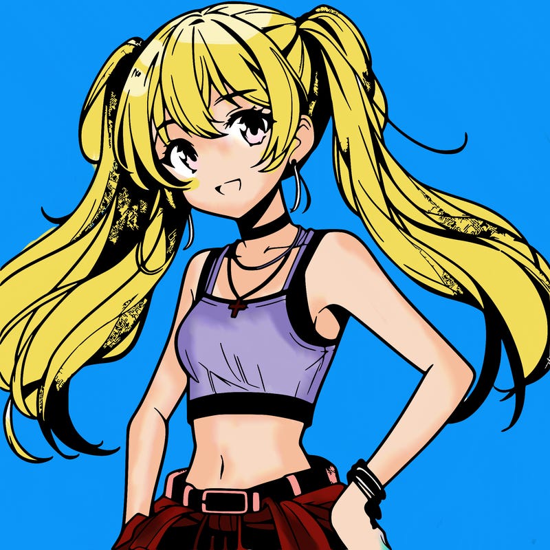 anime girl wearing crop top