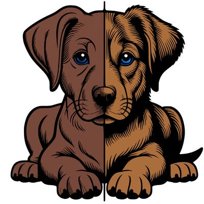 realistic dog split picture