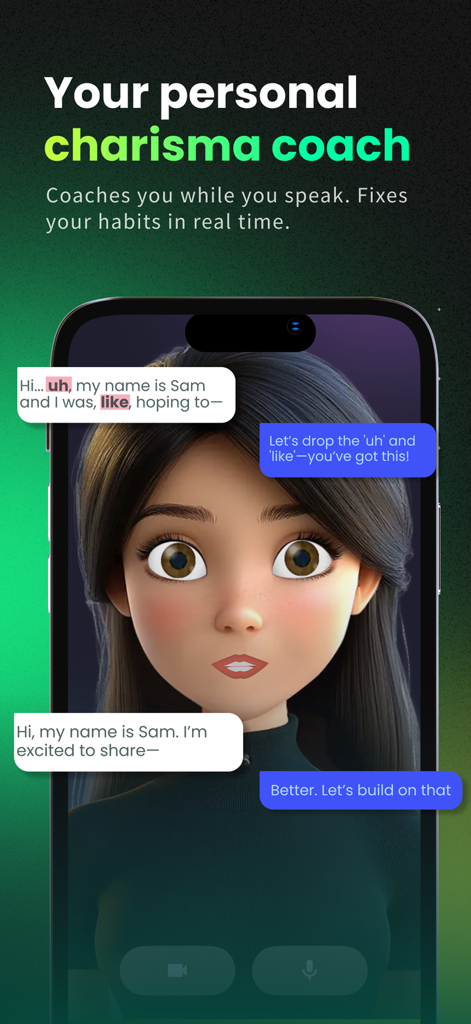 CharmXP: AI Charisma Coach - CharmXP app interface providing real-time AI feedback to improve charisma and speech habits