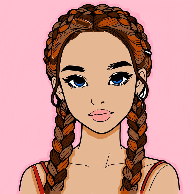 realistic girl with braids