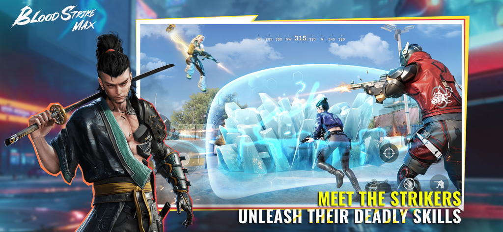 Blood Strike Max - Gameplay di Blood Strike Max che mostra personaggi eroi e abilità speciali