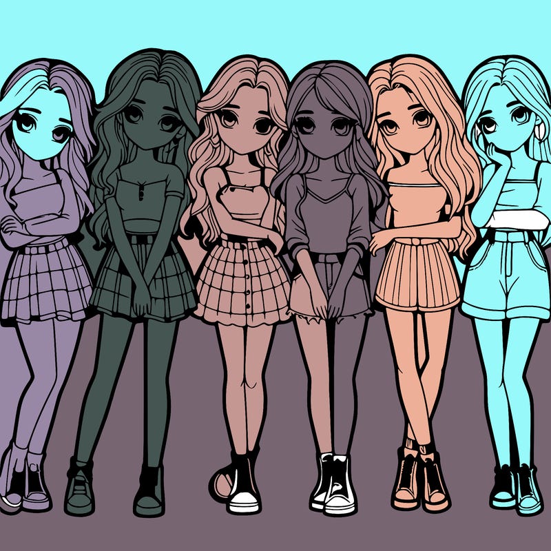 a group of girls realistic