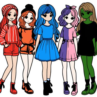 a group of five girls