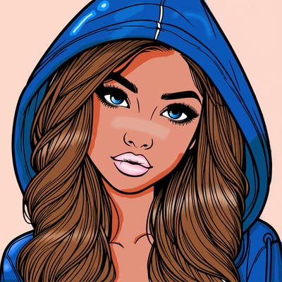 realistic beautiful girl with a hood on
