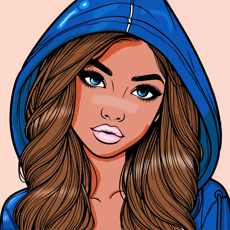 realistic beautiful girl with a hood on