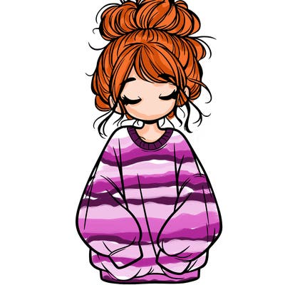 girl with baggy sweatshirt and messy bun