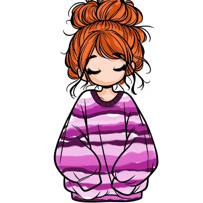 girl with baggy sweatshirt and messy bun