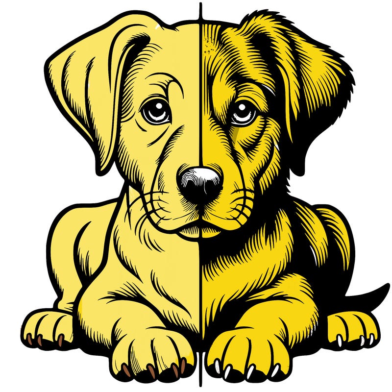 realistic dog split picture