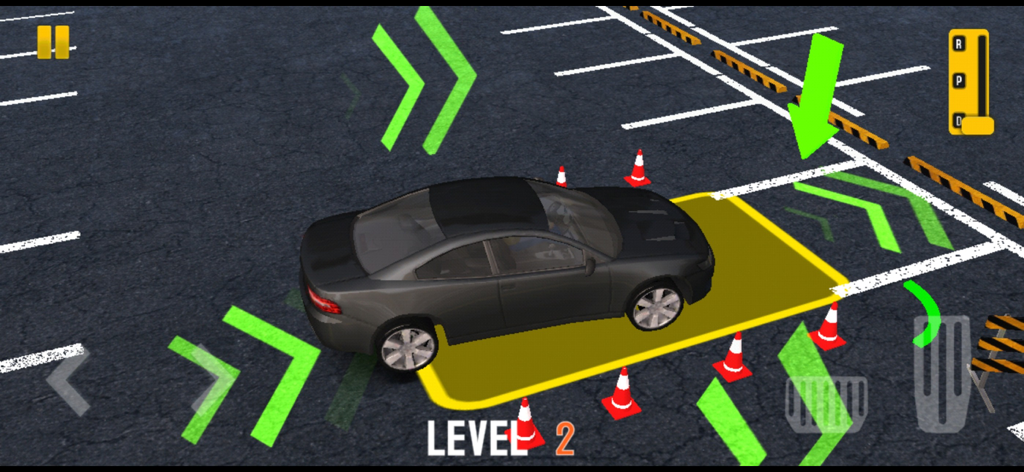 Car Games : Car Dr Parking - A black car parked in a designated yellow zone within a 3D parking simulator game level