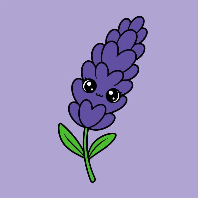 the flower lavender kawaii but cute and a little realistic