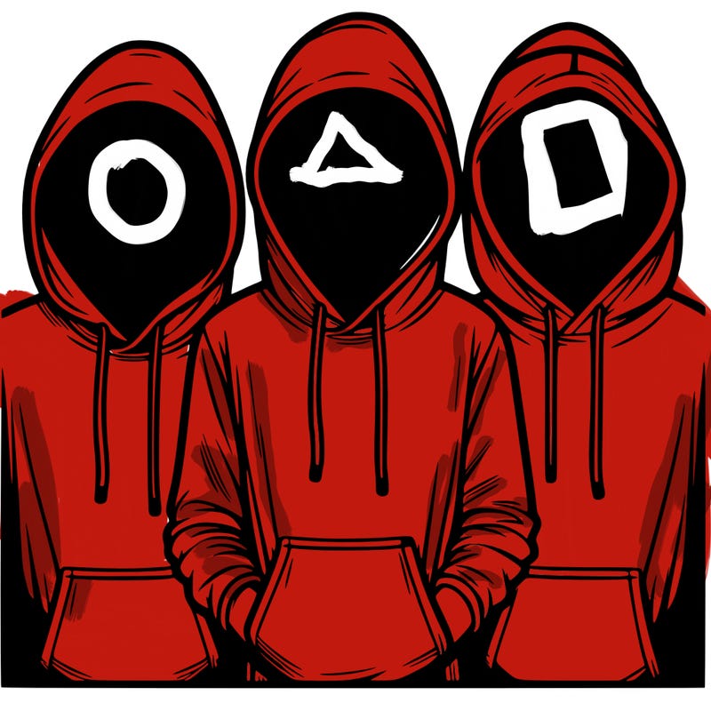 3 faceless people in  hoodies