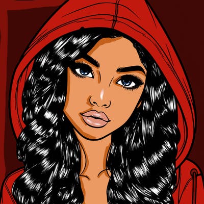 realistic beautiful girl with a hood on