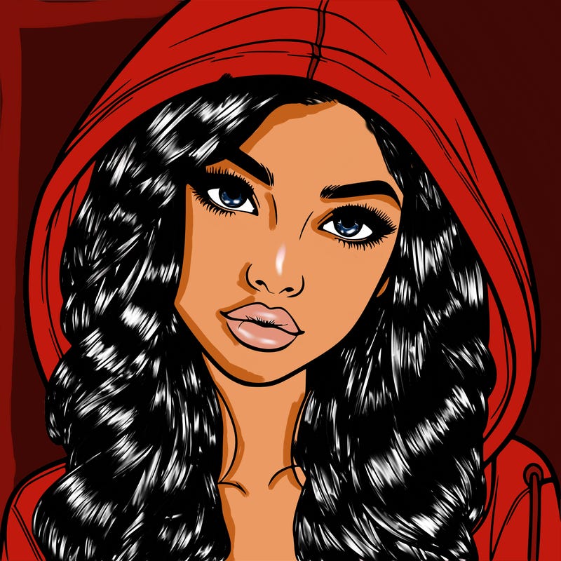 realistic beautiful girl with a hood on