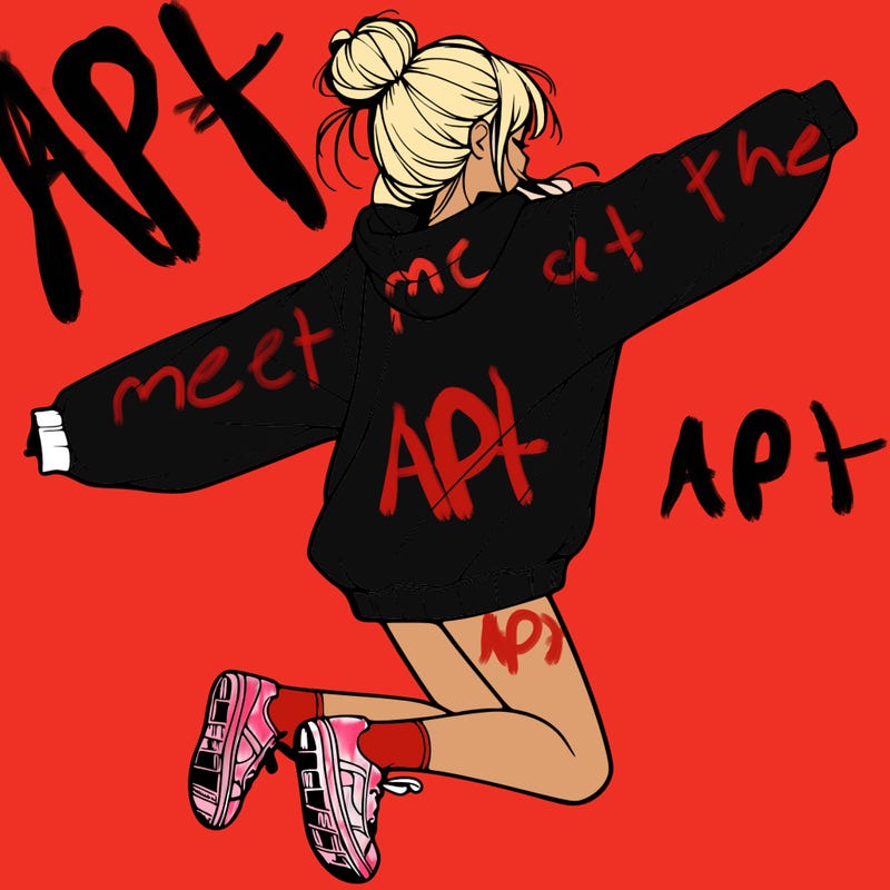 realistic girl jumping with a bun and oversized sweatshirt