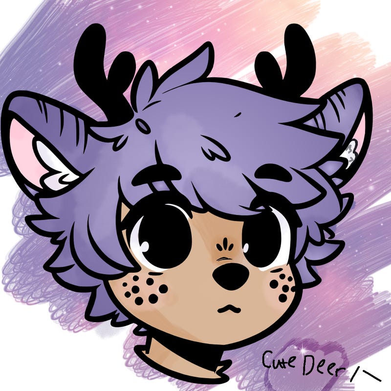 a humanoid deer with soft fluffy ears