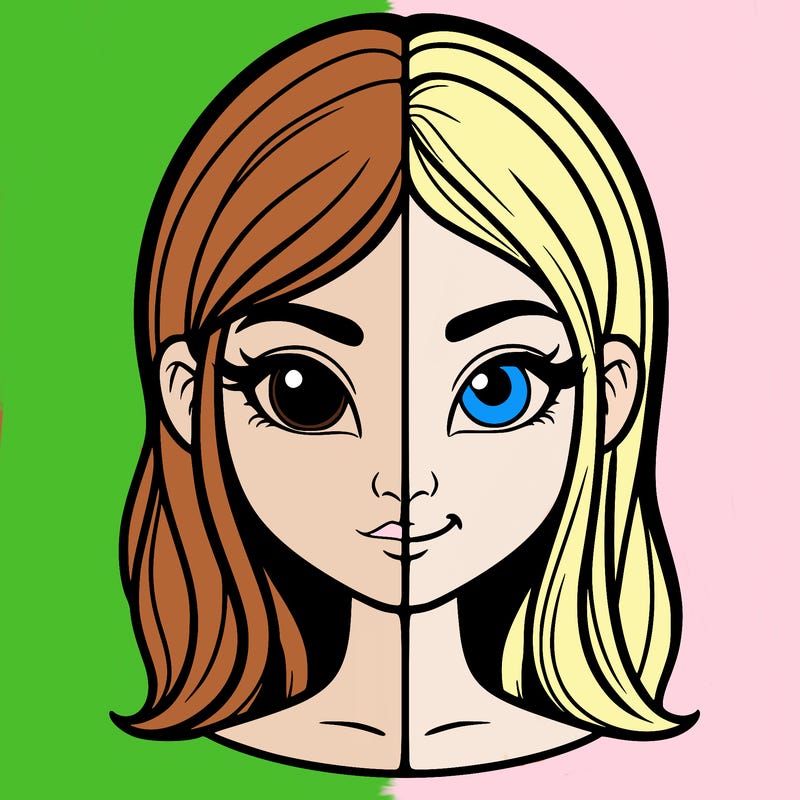 a girl half evil half innocent realistic