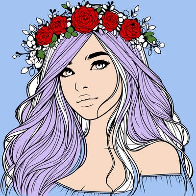 realistic girl with flower crown