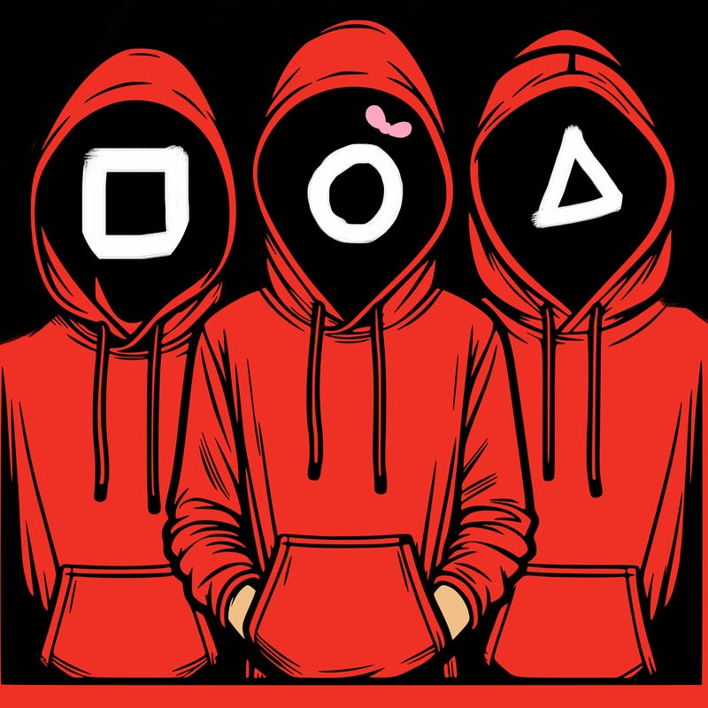 3 faceless people in  hoodies