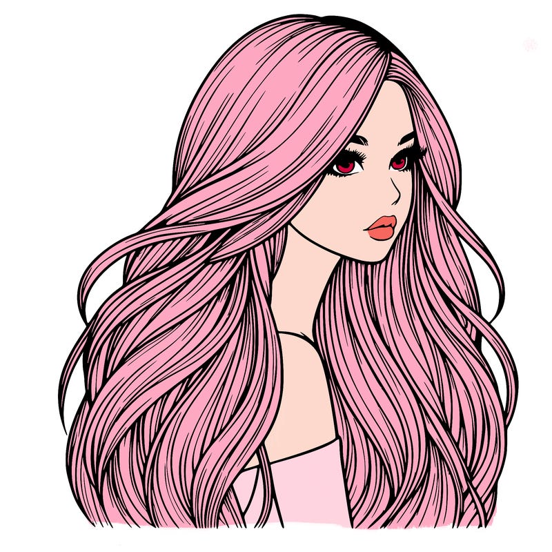 realistic girl with long realistic hair