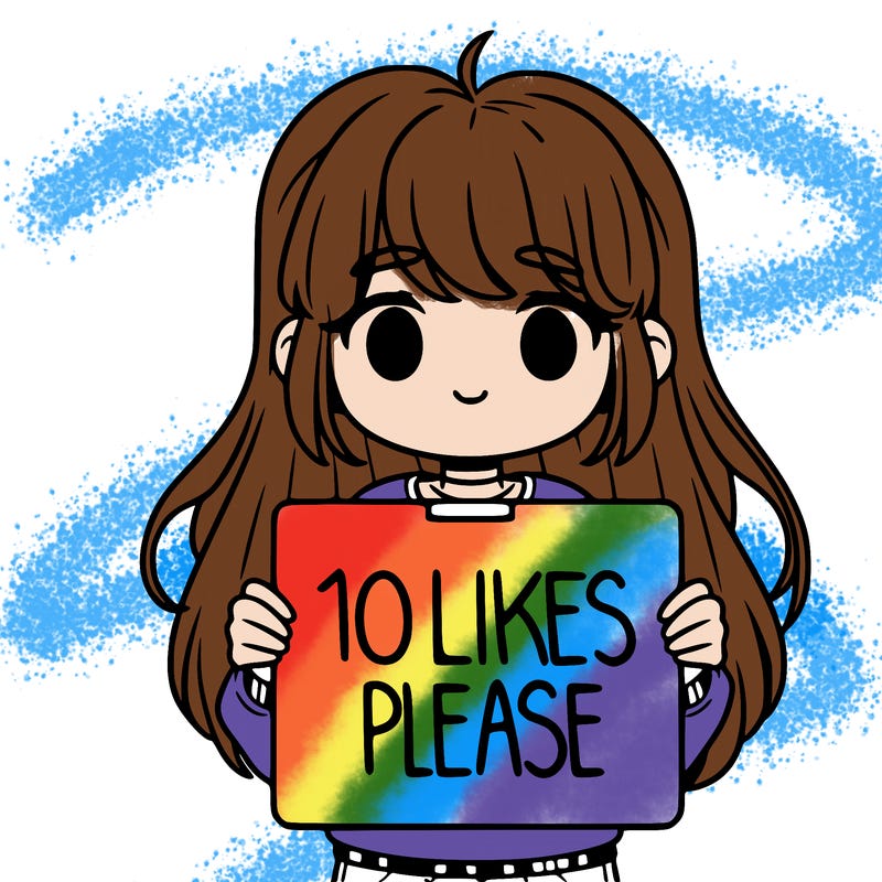 girl holding a sign saying 10 likes please