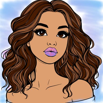 realistic girl with wavy hair and lips