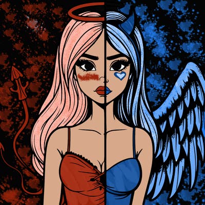 devil vs angel realistic girl