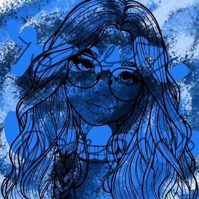 girl with long hair and freckles and glasses realistic