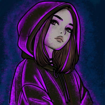 a realistic girl in a hoodie