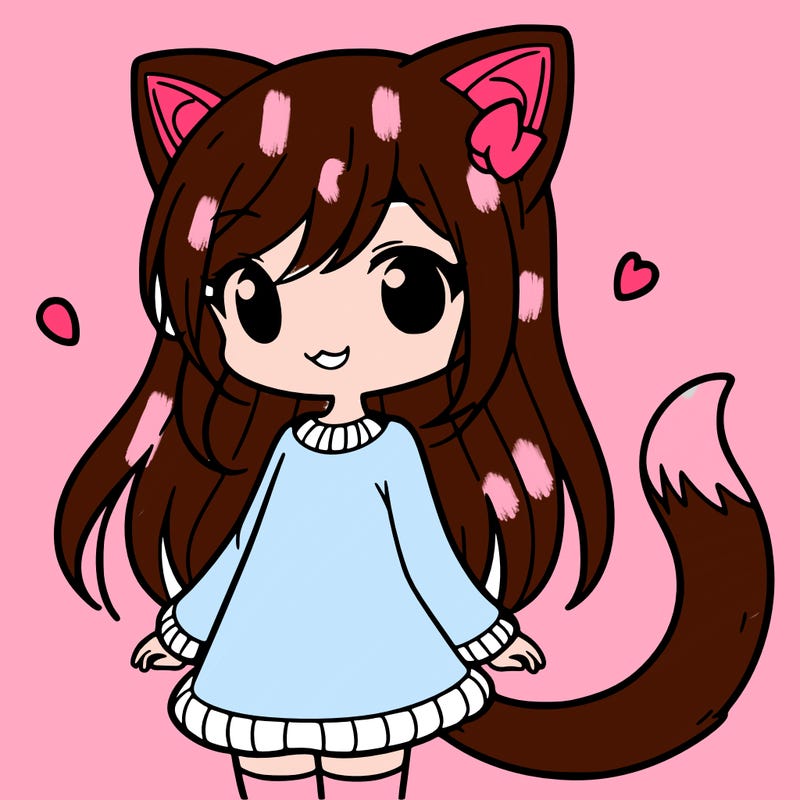 girl with cat ears and tail