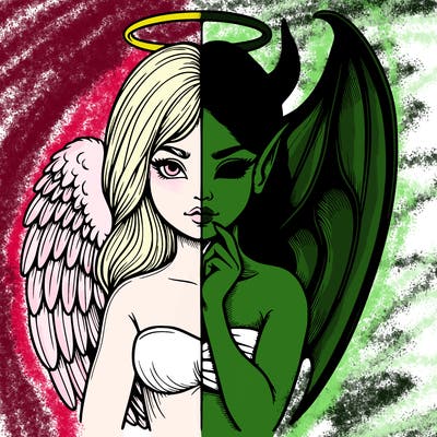 realistic angel half demon