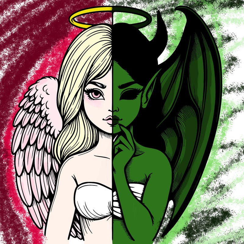 realistic angel half demon