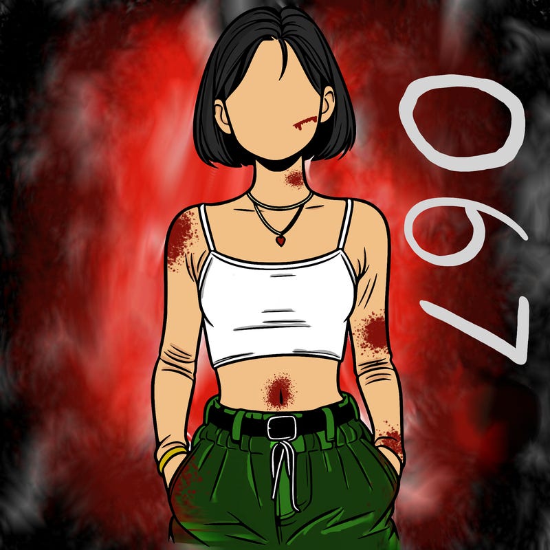 realistic faceless girl with baggy pants and crop top