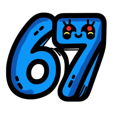the numbers 67
