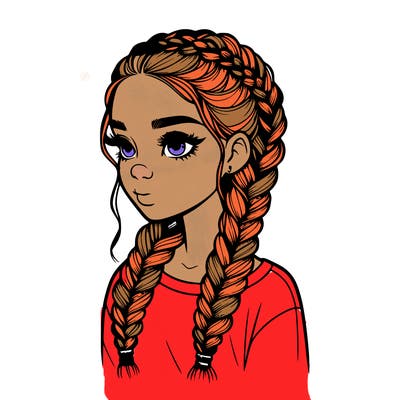 realistic girl with braids