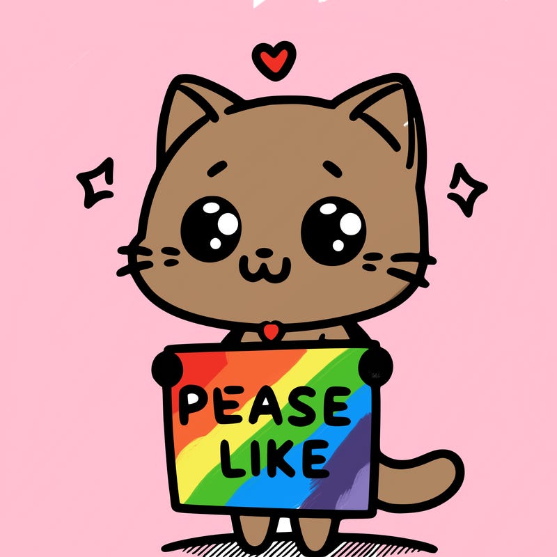 cute cat holding up a sign that says please like