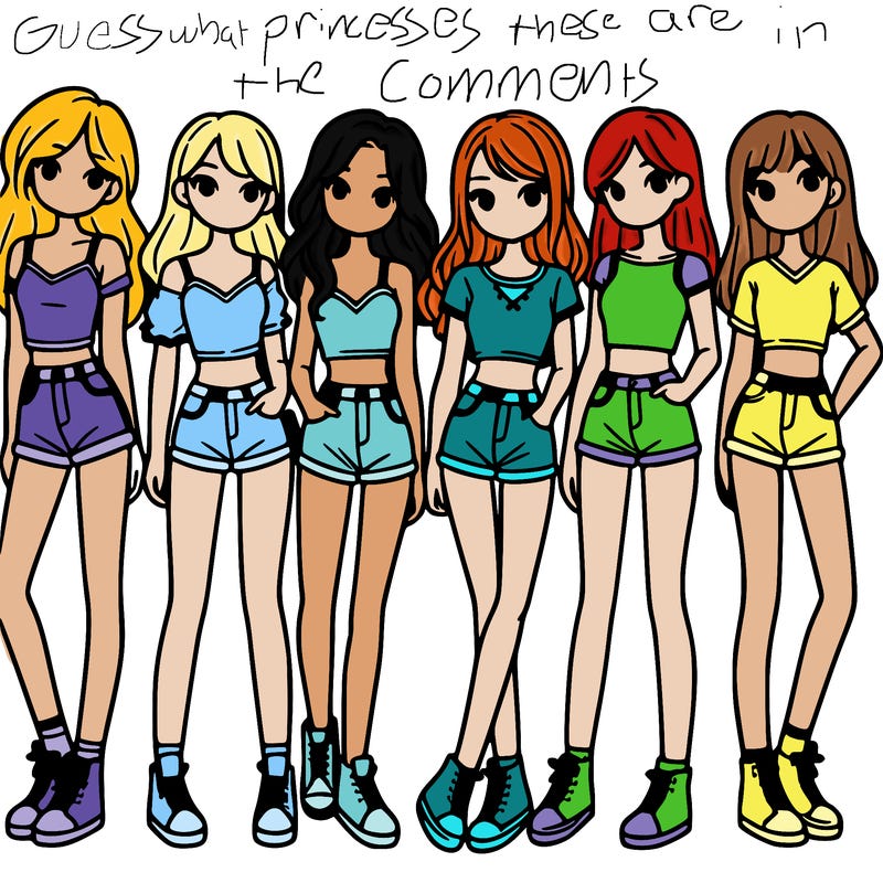 a group of girls wearing crop tops and shorts