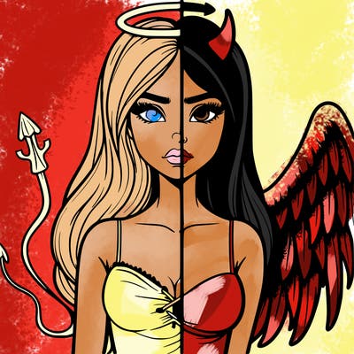 devil vs angel realistic girl
