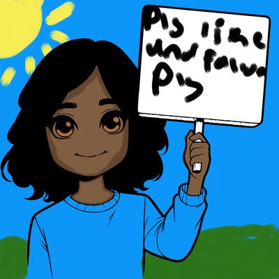 realistic girl holding up a sign