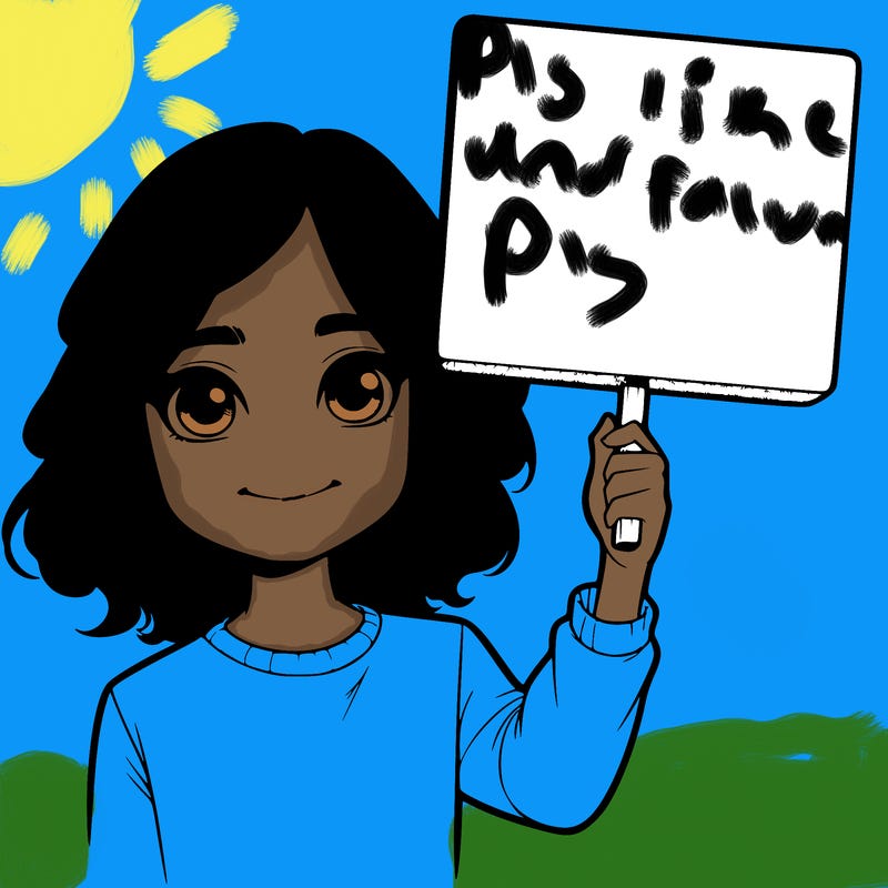 realistic girl holding up a sign